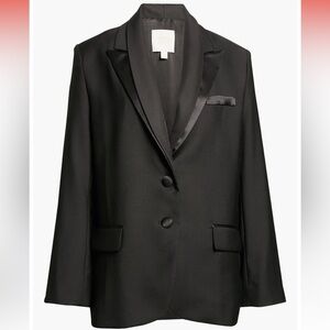 Black Satin-Lapel Blazer - Women